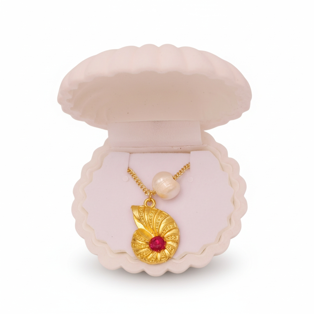 Certified Ruby Emerald Octopus Pendant, 18k Gold Necklace, Pearl Choker In Personalized Packaging