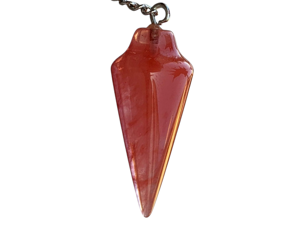 Cherry Quartz Pendulum with Mystery Charm | Bag Charm