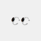 Stainless Steel Natural Tiger's Eye C - Hoop Earrings - Extrinsic Beauty