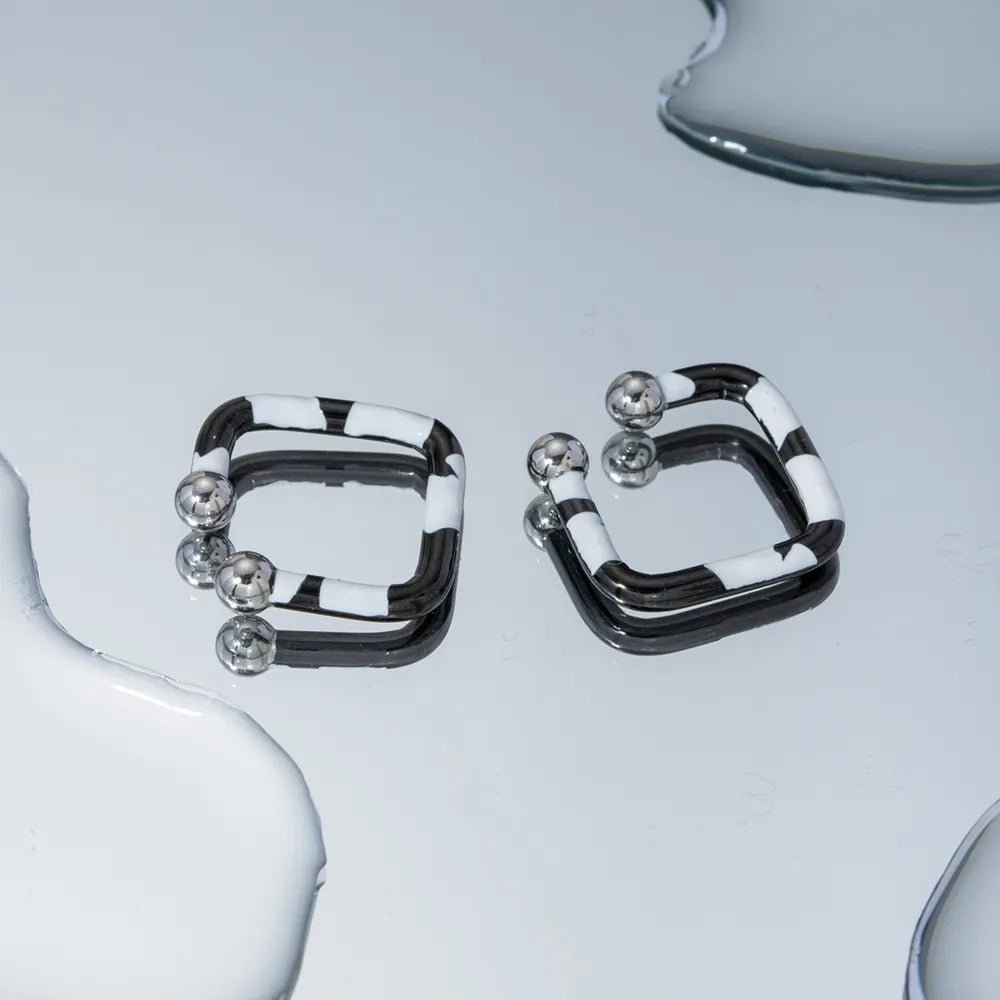 Stainless Steel Oil Drip Cuff Earrings - Extrinsic Beauty