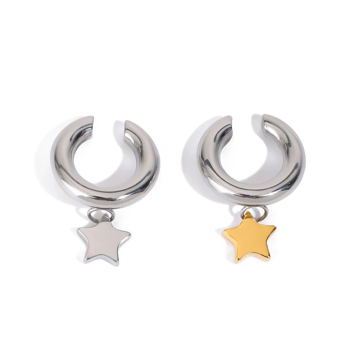 Stainless Steel Star Clip On Earrings - Extrinsic Beauty
