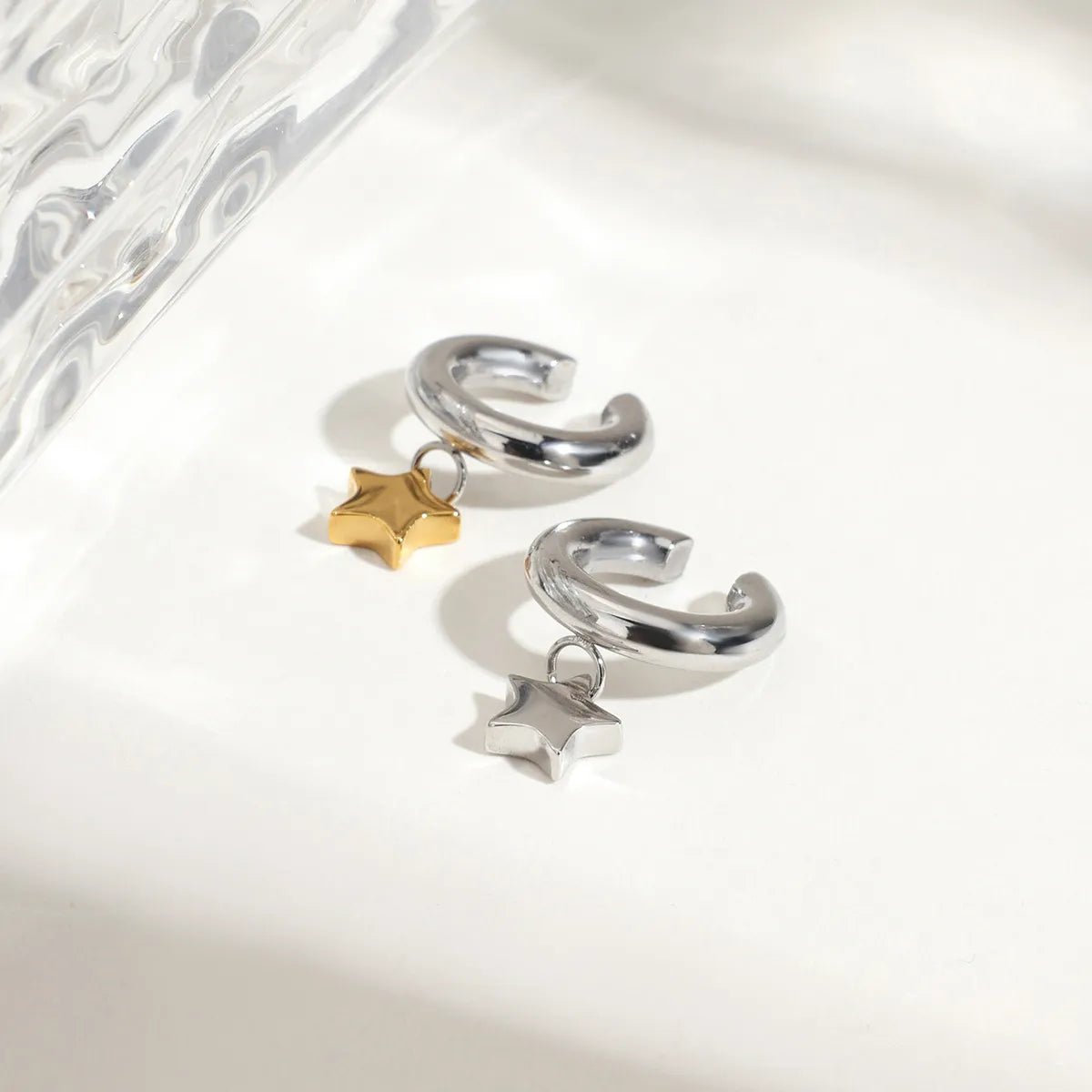 Stainless Steel Star Clip On Earrings - Extrinsic Beauty
