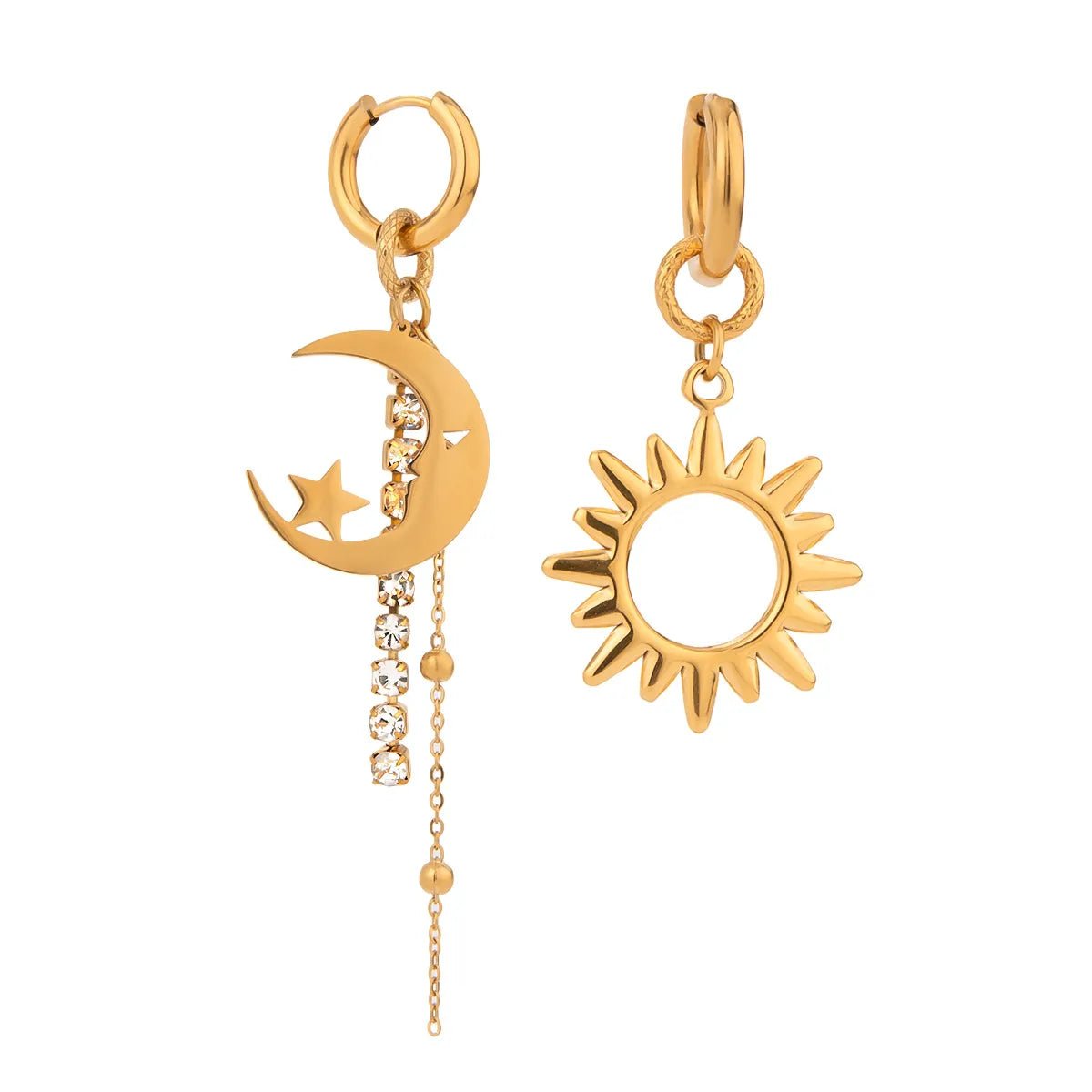 Sun Moon Asymmetric Drop Earrings - Extrinsic Beauty