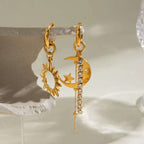Sun Moon Asymmetric Drop Earrings - Extrinsic Beauty