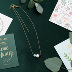 Extrinsic Beauty Handcrafted Beaded Necklace with White Pearl, Amazonite, Garnet Stones on 18kGP Gold Chain, Modern Minimalist Style