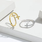 Zircon 925 Sterling Silver Double Cross Bypass Ring - Extrinsic Beauty