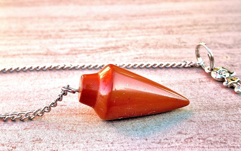 Natural Red Jasper Pendulum with Mystery Charm | Bag Charm